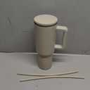 Simple Modern 40 oz Trek Tumbler with Handle and Straw Lid | Cup Holder Friendly Insulated Stainless Steel Travel Mug | Almond Birch