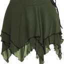 Verdusa Women's Y2k Renaissance Skirt Asymmetrical Hem Flowy Tierd Layer Fairy Goth Rave Outfits (Army Green) S