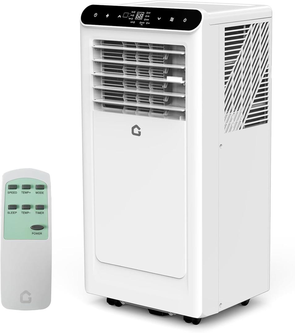 10,000 BTU Portable Air Conditioner with Heat, 4-In-1 Portable AC Units for Rooms with Fan, Dehumidifier, Heater, Cools Up to 450 Sq.Ft. Room Air Conditioner, Remote, Auto Swing, Quite, Timer, White