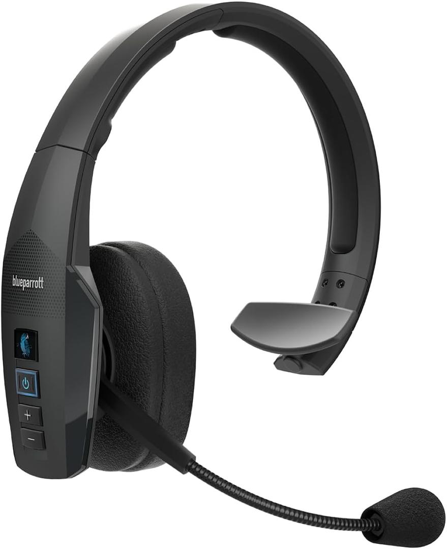 BlueParrott B450-XT Mono Bluetooth Wireless Headphones 96% Noise Canceling Over Head Trucker Headset with Mic, All Day Comfort Padded Headband, Extended Wireless Range, 24 hrs. Talk Time, Black