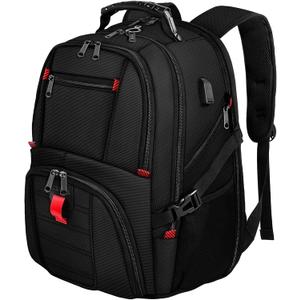 YOREPEK 18.4 Laptop Large Backpacks Fit Most 18 Inch Laptop with USB Charger Port,TSA Friendly Flight Approved Weekend Carry on Backpack with Luggage Strap for Men and Women, Black (18.4 inch, Black)