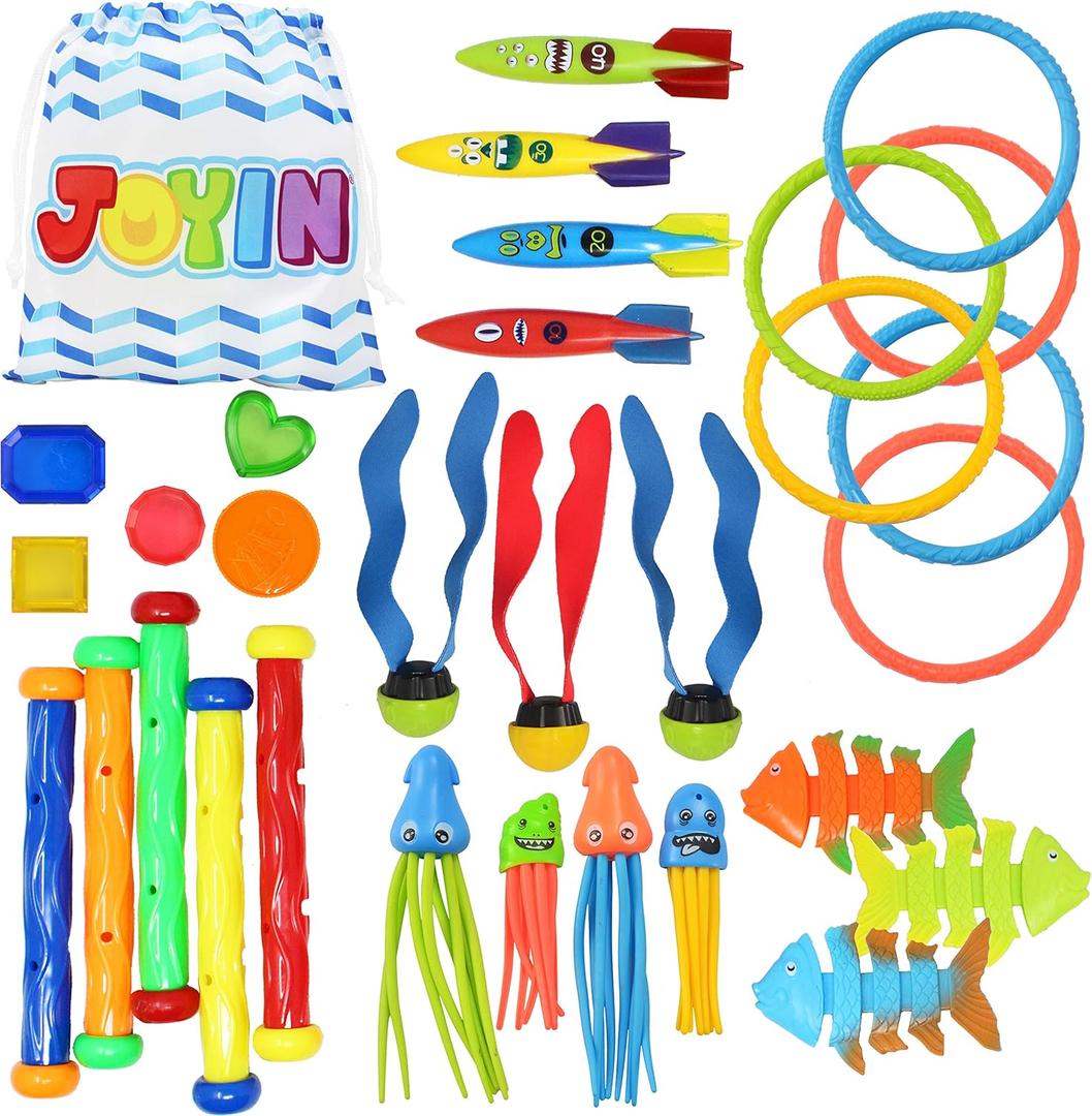 30 Pcs Diving Toys, Swimming Pool Toys for Kids Ages 4-8 8-12 with a Storage Net Bag. Pool Dive Toys for Kids. Pool Games, Swim Summer Water Toys. Include Diving Sticks & Pool Rings 30 Pcs Diving Toys, Swimming Pool Toys for Kids Ages 4-8 8-12 with a Storage Net Bag. Pool Dive Toys for Kids. Pool Games, Swim Summer Water Toys. Include Diving Sticks & Pool Rings