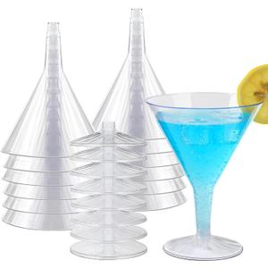 30 Count 7oz Clear Hard Plastic Martini Glasses Disposable Cocktail Glasses, Plastic Dessert Cups for Martini, Margarita, Cocktail, Dessert, Party