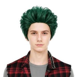 Short Green Wigs for Kids Boys Halloween Party Accessories Costume Dress-up Cosplay Wig