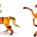 (Bundle of 2) Handmade Mini 2.5" Brown Victory and Standing Horse Figure Blown Glass Art, Miniature Wild Animals, Collectible Figurine Gift Ideas, Tiny Ornament, Cool Stuff Decor
