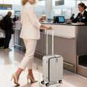 Hanke 20 Inch Carry On Luggage with Wheels PC Hard Shell Suitcase Top Opening Aluminum Frame Travel Luggage Suitcases for Woman Men Gifts.(Ivory White)