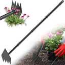 Luvenia 2-in-1 Hoe Garden Tool and Weed Puller Tool, 60 Inch Long Handle Garden Hoe Heavy Duty, Stainless Steel Triangle Hoe for Gardening Planting, Weeding, Digging, Loosening Soil, Sharp Edge