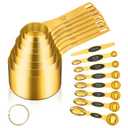 GuDoQi 15pcs Gold Magnetic Measuring Spoons and Cups Set, Stainless Steel 8 Dual Sided Magnetic Measuring Spoons set with Leveler, 7 Cups, Measurement for Liquid and Dry Ingredients for Kitchen