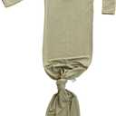 UPTON AVE Knotted Gown Baby Newborn, Viscose derived from Bamboo, Infant Sleeper with Mittens, Baby Girl, Baby Boy, (Olive)