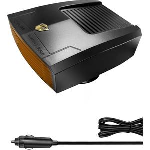 12 Volt Car Heater that Plugs into Cigarette Lighter, 150W Portable Windshield Defogger and Defroster, 360 Degree Rotary Base (black)
