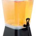Restaurantware Bev Tek 5 Gallon Drink Dispenser 1 Dishwashable Beverage Dispenser--Detachable Tank Includes Decals Black Plastic Carnival Juice Dispenser With Stand Push-Button Spigot