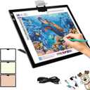 Rechargeable A3 LED Light Box w/Built-in Stand, Light Pad/Board for Diamond Painting with 2.8in Magnetic Clip, Light Board w/Power Off Memory Function, Tracing Light Pad for Kids
