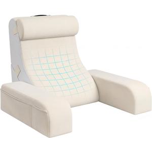 Homkdom Reading Pillow for Sitting in Bed Adult, 20" Back Pillow for Bed Sitting up with Armrests & Storage Pockets, Ergonomic Wedge Pillow for Watching TV, Gaming, Working, Recovery, 5PCS, Beige
