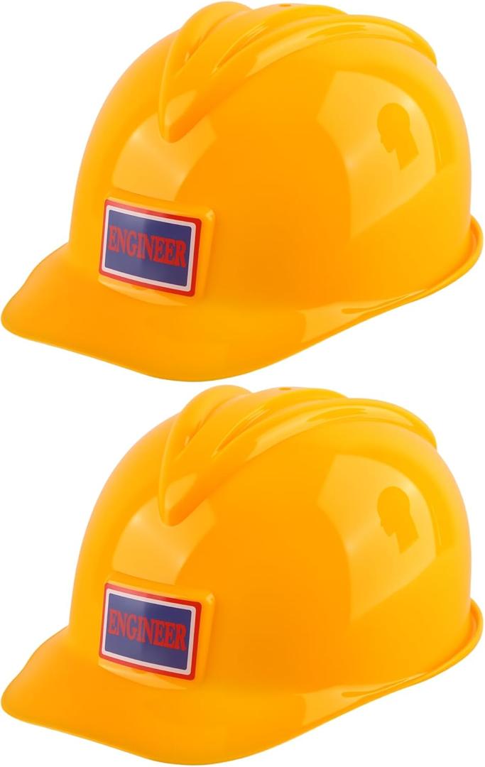 2 Pack Kids Construction Hats Plastic Construction Worker Helmet Kids Toy Construction Hard Hats for Boys Girls Construction Themed Party Supplies