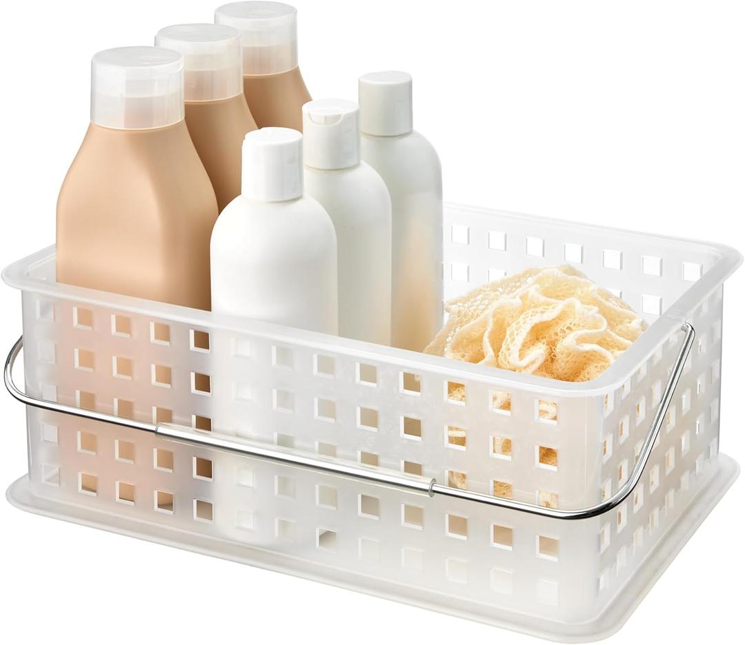 iDesign Portable Shower Caddy Basket with Handle for Dorm or Bathroom - Clear/Frost - Made in USA