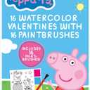 Peppa Pig 16 Watercolor Valentines With With 16 Paintbrushes 2 Pack