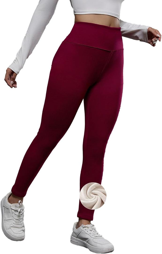 ZFLM Women's Yoga Pants High Waist Velvet Casual Warm Tight Women's Athletic Pants (Red, XL)