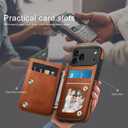 DJDUCK Designed for iPhone 17 Pro Case Wallet with Card Holder, [Magnetic Clasp Cover] [RFID Blocking Leather Protection] Shockproof Women Men Cases 6.3 Inch for Apple 17 Pro Light Brown