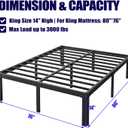 Hunlostten 14in High King Bed Frame No Box Spring Needed, Heavy Duty King Platform Bed Frame with Round Corners, Easy Assembly, Noise Free, Black