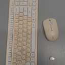 Wireless Keyboard and Mouse Combo, Full-Sized Wireless Keyboard and Adjustable DPI Mouse, 2.4GHz USB Receiver, Keyboard and Mouse for PC, Windows, Desktop, Laptop (Latte Color)