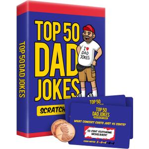 2 x Premium Top 50 Dad Jokes Scratch Off Cards Funny Husband Papa Grandpa Gift Idea - Father's Daddy Birthday Gift - Old and New Dad Gifts