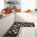 Halloween Kitchen Mats for Floor, Halloween Decorations Non Slip Backing Halloween Kitchen Rug Set of 2 Low-Profile Mat Halloween Decor for Home Party (1'5" x 3'11" (Rectangular), Black)
