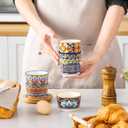 vancasso 4 Oz Ramekins Oven Safe Set of 6, Bohemian Creme Brulee Ramekins, Colorful Souffle Dishes, Pudding Custard Cups for Baking, Small Ceramic Bowls for Dipping Sauce, Ice Cream