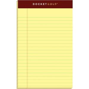 TOPS Docket Gold Writing Pads, 5" x 8", Jr. Legal Rule, Canary Paper, 50 Sheets, 6 Pack (99704)