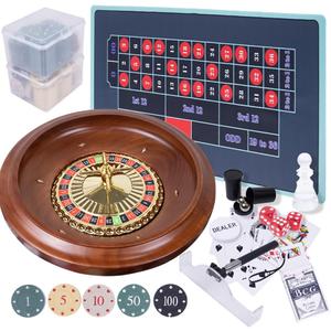 Extguds Roulette Wheel Game Set with Large Felt, 16 Inch Roulette Wheel, Retractable Chip Rake 200 Chips, Roulette Marker, 2 Decks of Cards, 3 Dices, Canvas Bag, Commonly Used Games at Parties