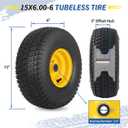 GICOOL (2 Pack) 15x6.00-6 Tubeless Tire and Wheel, 3" Offset Hub, 3/4" Bearing, 4 Ply, 15x6-6 Replacement Riding Lawn Mower Front Tires, Compatible with 100 and 300 Series John Deere Riding Mowers