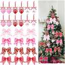 Valentines Day Tree Decorations Set, 12 Heart Glitter Words Ball Ornaments 12 Valentines Tree Bows Decorations for Home Party Front Door Wedding Holiday Decor