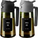 SWEET VIEW 2PCS Olive Oil Dispenser and Oil Sprayer 16oz/470ml Glass Light-Proof Oil Pourer for Kitchen Air Fryer, Cooking, Salad, and BBQ, with Stickers