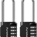 Puroma 2 Pack 2.6 Inch Long Shackle Combination Lock 4 Digit Outdoor Waterproof Padlock for Hasp locker lock, Sports Locker, Fence, Gate, Toolbox, Case, Hasp Storage, Cabinets (Black)