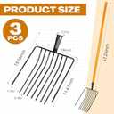 9-Tine Manure Fork, 3 Sets Heavy Duty Pitch Fork with 47.2" Wood Handle, Muck Rake Broadfork Garden Tool for Gardening Horse Stall Picking up Manure Farm