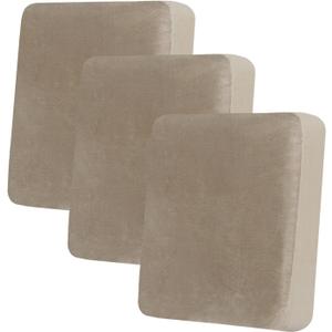 Hyha Velvet Couch Cushion Covers, Soft Sofa Seat Covers for sectional 3 Cushion Couch Washable, Magic Sofa Slipcover with Elastic Bottom, Non-Slip Furniture Protector for Pets, Kid(3PC, Taupe)