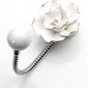 Beautiful 3D Flower Ceramic Wall Coat Hook, Chrome Decorative Robe Hook, Scarf, Bag, Towel, Hat etc for Kitchen Bathroom Office (Camellia White)