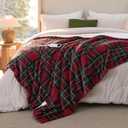 Bedsure Plaid Electric Blanket Twin - Flannel Sherpa Heated Blanket with Plaid Pattern, Heating with 6 Heating Levels, 10 Time Settings, 8-Hour Auto-Off, Warm Gifts for Grandma (Red, 62"x84")