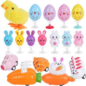 24 PCS Easter Jumping Popper and Wind Up Toys for Kids Gift Boys Girls Toddlers Easter Goodie Bag and Basket Stuffers Egg Fillers Gifts Hunt Party Favors (Easter Toys)