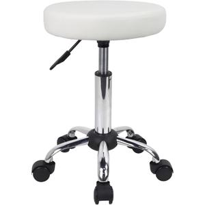 FURWOO Adjustable Salon Chair Small Rolling Stool with Wheels for Spa Salon Massage Home Office White