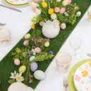 12" x 48" Easter Grass Table Runner with 5.7 Ft Easter Floral Egg Garland, Artificial Grass Table Runner Decorations for Spring Farmhouse Home Party Table Decor