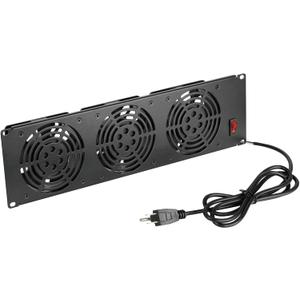 Tecmojo 3U Rack Mount Fan Panel, 3 Fans Cabinet Cooling Fans, 19in 6ft Cord Server Cooling System for Audio Rack and AV Cabinet in Office, Theater(Vertical Assemble)