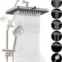 Hibbent Upgraded 13'' Shower Head Combo, High Pressure 5 Spray Rainfall Showerhead, 10 Spray Mode Handheld, All Metal Easy Reach 4-way Diverter with Pause Mode, 71'' Hose and Holder, Brushed Nickel