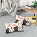 Blue And White Pumpkins Pillow Covers Fall Decorative Lumbar Pillows 12x20 Set of 2 Autumn Thanksgiving Throw Pillow Covers Farmhouse Pillowcases Cotton Linen Cushion Cover For Couch Bed Sofa Chair