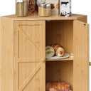 Corner Bread Box for Kitchen Counter Double Layer Bamboo Bread Storage Container Large Capacity Bread Storage Bin Farmhouse Breadbox Organizer (Bamboo Natural)