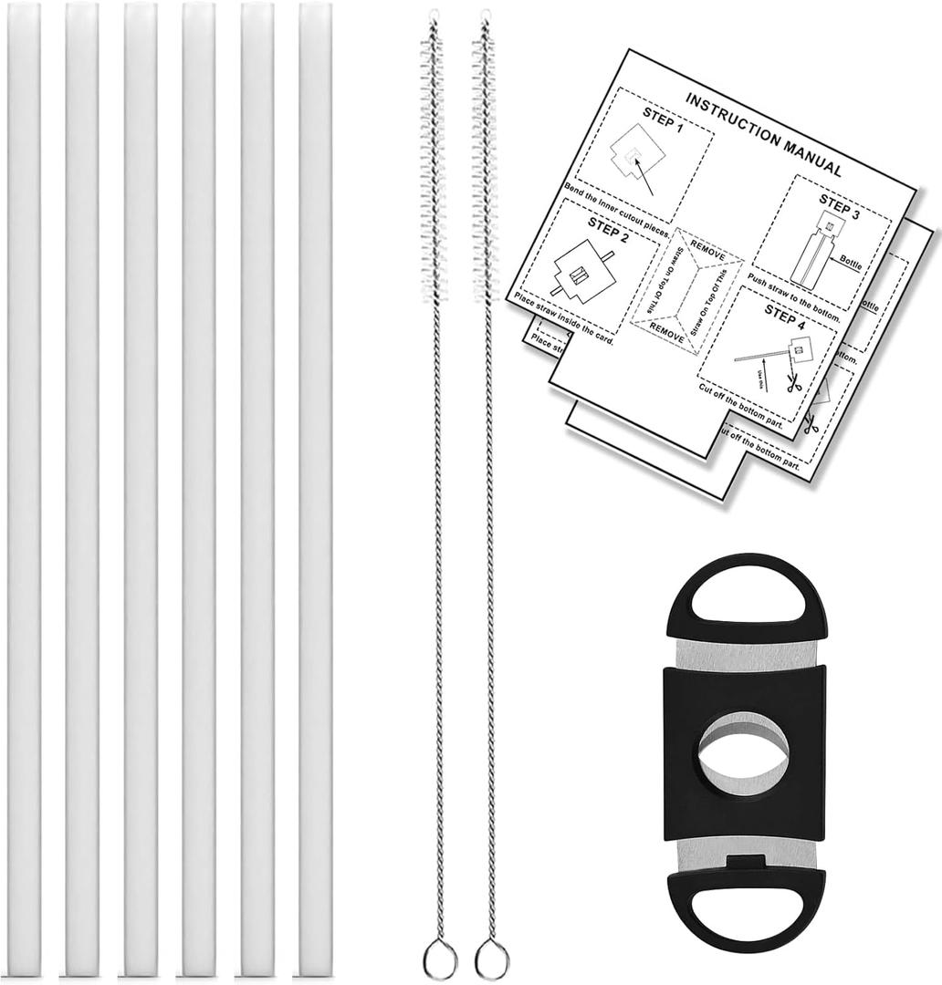 Replacement Straw Set for ThermoFlask Bottles  Fits 14/16/18/24/32/40/64 oz, Straws + Cleaning Brushes + Measuring Sheets + Cutter Tool