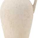 LUKA Rustic Farmhouse Terracotta Vase, 9.25 inch with Handle, Neutral Tall Clay Vase for Living Room, Table, Shelf Decor (Off-White)
