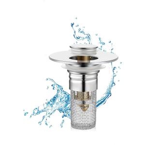 Pop Up Bathroom Sink Stopper Hair Catcher, Sink Drain Filter with Removable Stainless Steel Strainer, Universal Bathroom Sink Stopper Replacement for 1.06-1.30 (2)