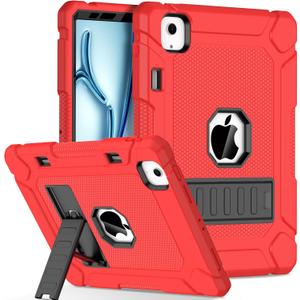 LTROP Case for iPad Air 11 inch M2 2024 Air 6th /10.9 Air 5th 2022/Air 4th 2020, Protective Cover with Kickstand Case for iPad Air 6 5 4 Generation, Red/Black