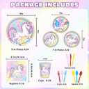 168pcs Unicorn Birthday Party Supplies with Unicorn Banner for Girls, 24 Serves Unicorn Disposable Tableware Set with Plates, Cups, Napkins, and Cutlery Sets for Unicorn Themes Party Kids