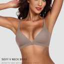 Werkiss Wireless Bralettes for Women No Underwire Bras Sexy V Neck Everyday Bra with Adjustable Straps (L)